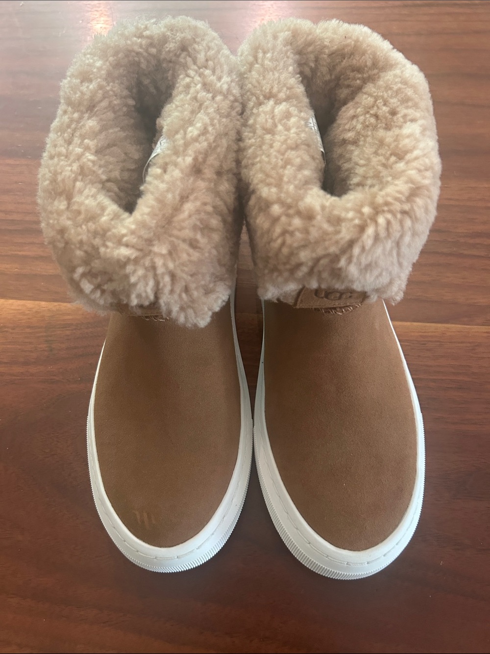 UGG Kids Chestnut Suede Shearling-Lined Slip-On Boots